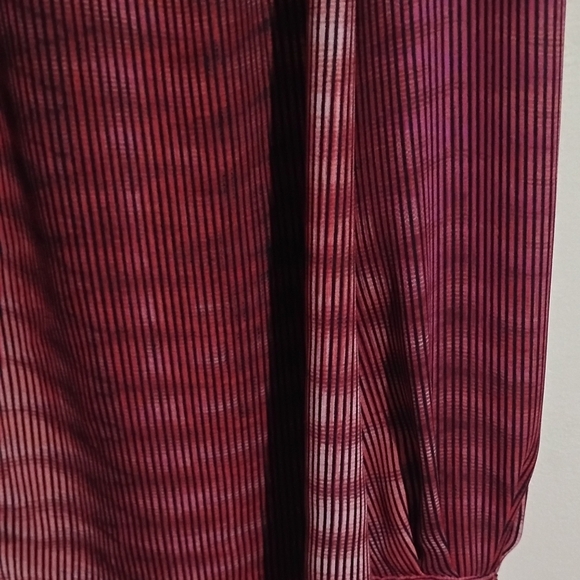 Worthington Blouse Womens Large Red & Black Stripe Button Up Tie at Neck L - Picture 2 of 8